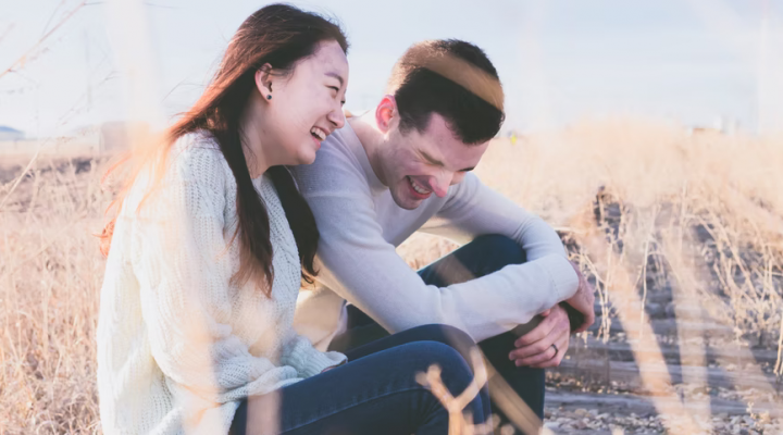 couple laughing at joke