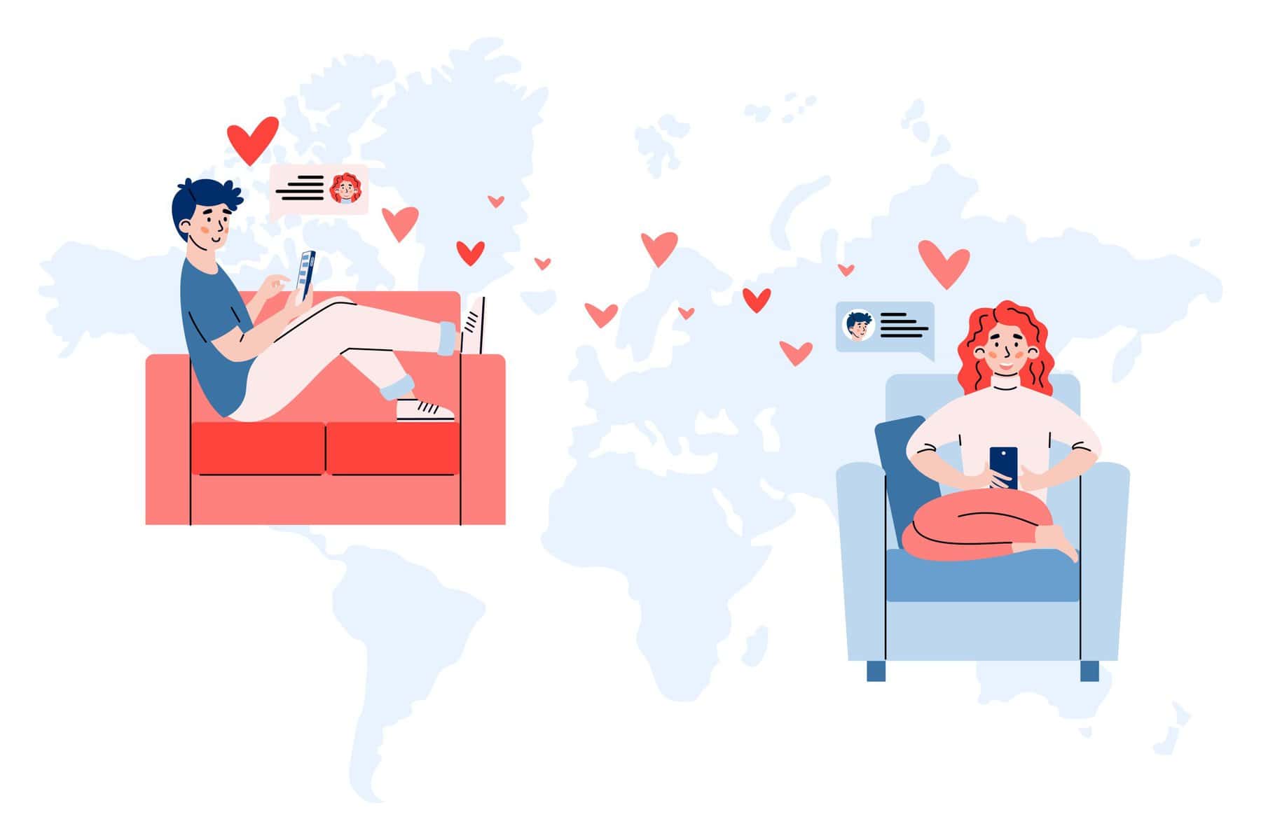 illustration of two people sharing long distance love through music