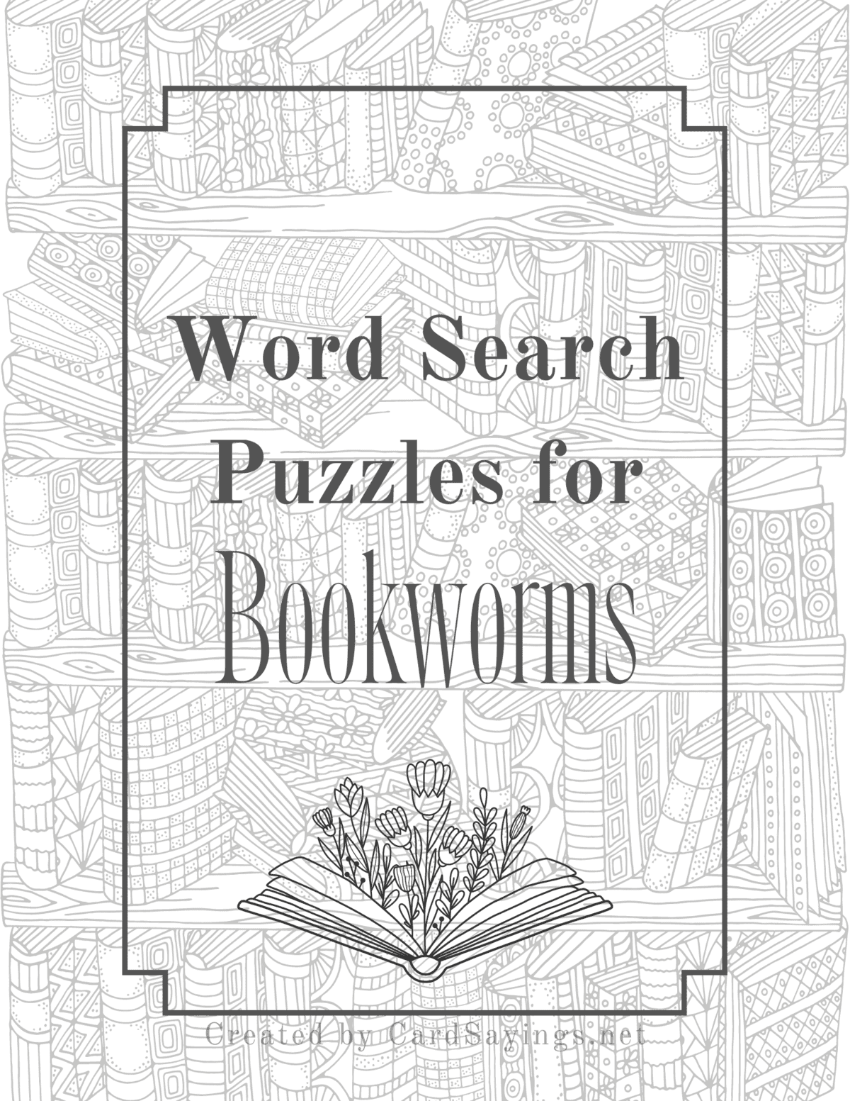 Free Word Search Puzzles for Bookworms (+174 words!) Card Sayings