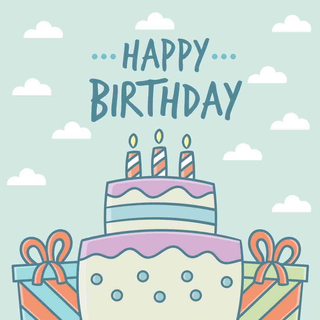 28 Epic Birthday Wishes for Brother | Let's GOOOO! 3 Illustration of two tier birthday cake with candles, wrapped birthday presents, and birthday wishes for brother
