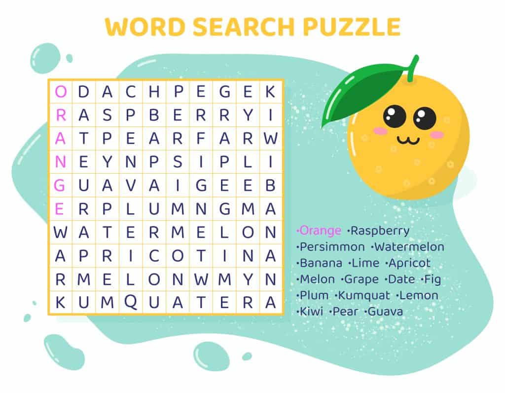 Best List of Word Searches Online for Free! $0.00 7 Word search puzzle with fruits and berries. Word searches online for free. Printable free word searches online education game for children. Learning english language.